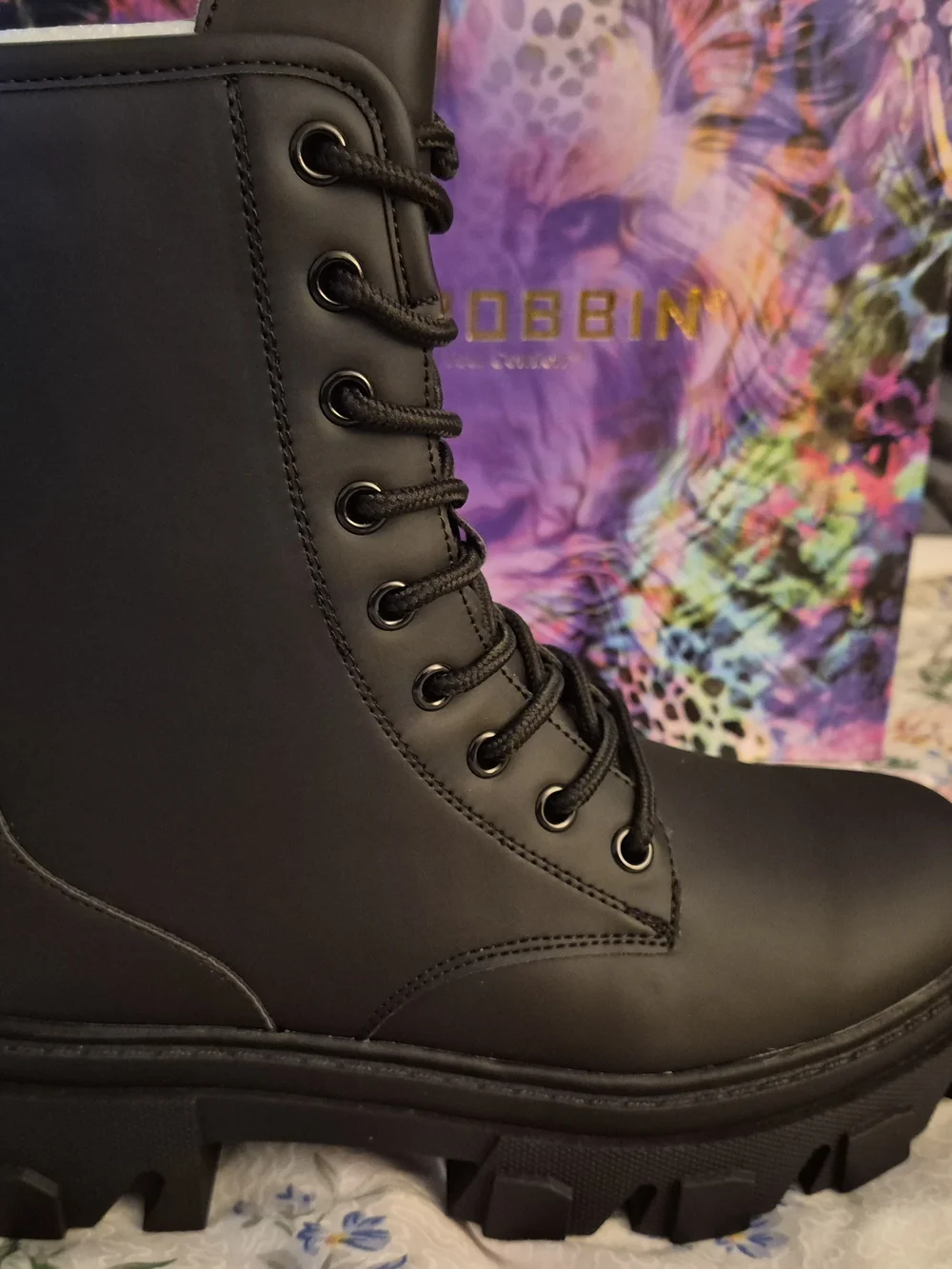 NWT Cape Robbin Chrisley Black Chunky Combat Boots | Platform Lug Sole | Size 7 - Picture 3 of 6